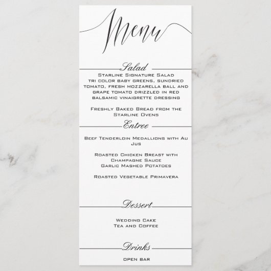 Menu Zwart-wit Elegant Wedding (Voorkant)