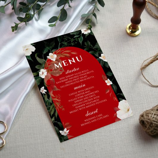 Menu Zwart-wit Elegant White Floral Wedding