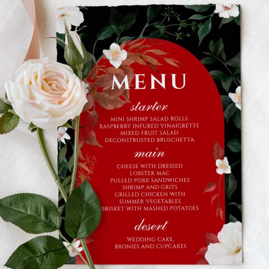 Menu Zwart-wit Elegant White Floral Wedding
