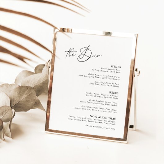 Menu Zwart-wit Modern Minimale Bar