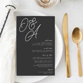 Menu Zwart-wit Oversize Monogram Weddenschap