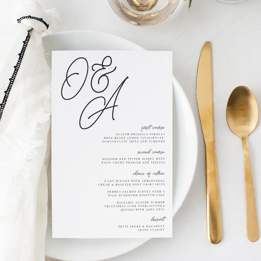 Menu Zwart-wit Oversize Monogram Weddenschap