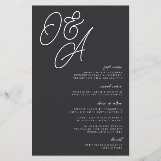 Menu Zwart-wit Oversize Monogram Weddenschap (Voorkant)