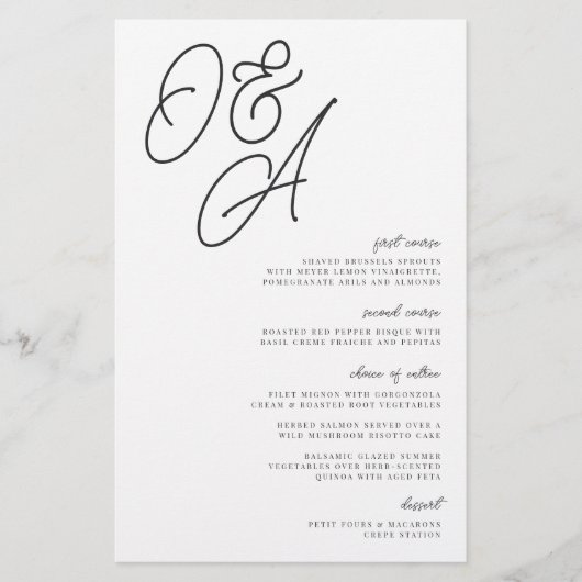 Menu Zwart-wit Oversize Monogram Weddenschap (Voorkant)