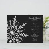 Menu Zwart-wit Snowflake Winter Weddenschap (Staand voorkant)