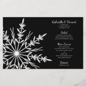 Menu Zwart-wit Snowflake Winter Weddenschap (Voorkant)