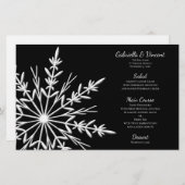 Menu Zwart-wit Snowflake Winter Weddenschap (Voorkant / Achterkant)