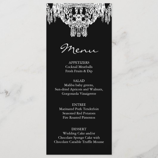 Menu Zwart-witluchters bruiloft (Voorkant)