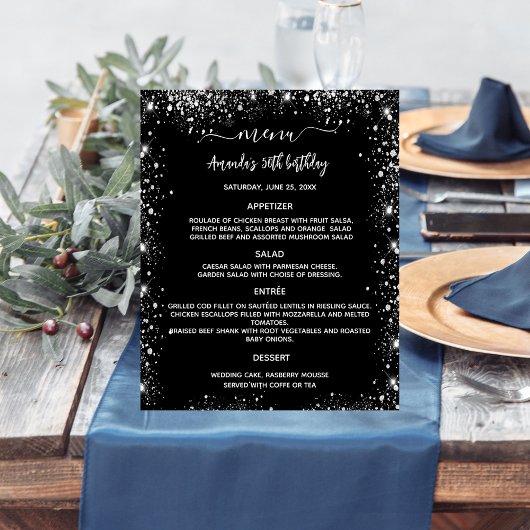 Menu zwart zilver wit