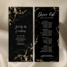Menu Zwarte marmer & Gold Elegant Salon Price List