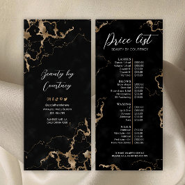 Menu Zwarte marmer & Gold Elegant Salon Price List