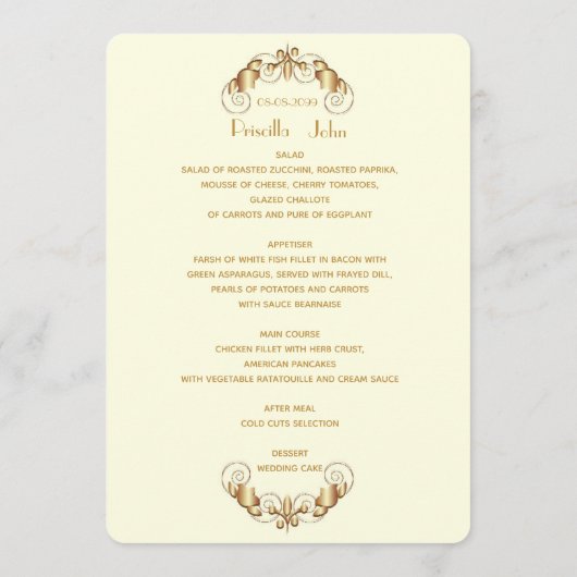 menubruiloft, menuvergadering, geweldige gatsby; m menu (Achterkant)