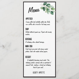 Menukaart elegant, stijlvol eucalyptusgroen