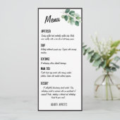 Menukaart elegant, stijlvol eucalyptusgroen (Staand voorkant)