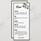 Menukaart elegant, stijlvol eucalyptusgroen (Voorkant / Achterkant)