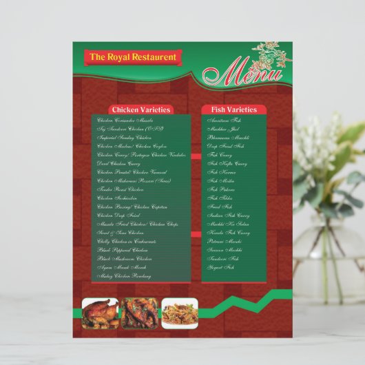 MENUKAART VOOR RETAURENT (Staand voorkant)