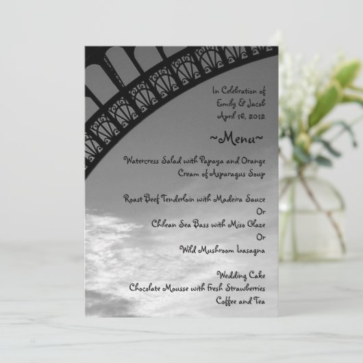 Menukaarten voor Eiffel Tower Menu (Staand voorkant)