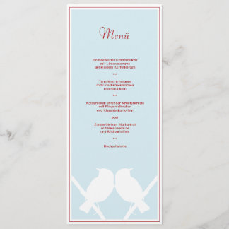 Menükarte für Ihr Hochzeitsmenü (türkis rot weiss) Menu