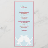 Menükarte für Ihr Hochzeitsmenü (türkis rot weiss) Menu (Voorkant)
