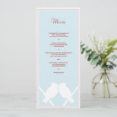 Menükarte für Ihr Hochzeitsmenü (türkis rot weiss) Menu (Staand voorkant)