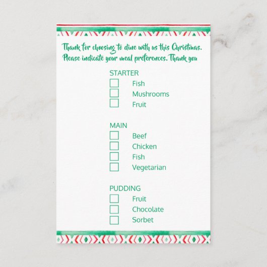 Menukeuze maaltijdopties schattige grillen Llama Informatiekaartje (Achterkant)