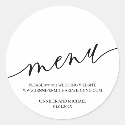 Menulabel Script Signature Elegant Ronde Sticker (Voorkant)