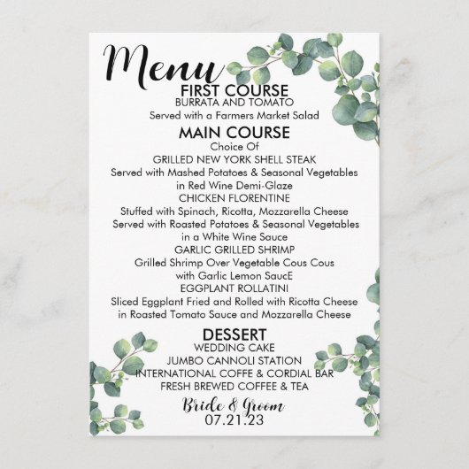 Menuopties Menu (Voorkant)