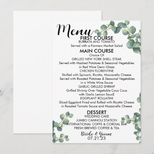 Menuopties Menu (Voorkant / Achterkant)