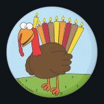 Menurkey magneet<br><div class="desc">Deze magneet heeft een charmante,  charismatische Menurkey (combinatie Menorah en Turkije),  ter ere van de Chanukah-Thanksgiving crossover vakantie dit jaar.</div>
