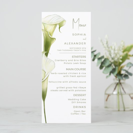 Menus for a modern wedding. menu (Staand voorkant)