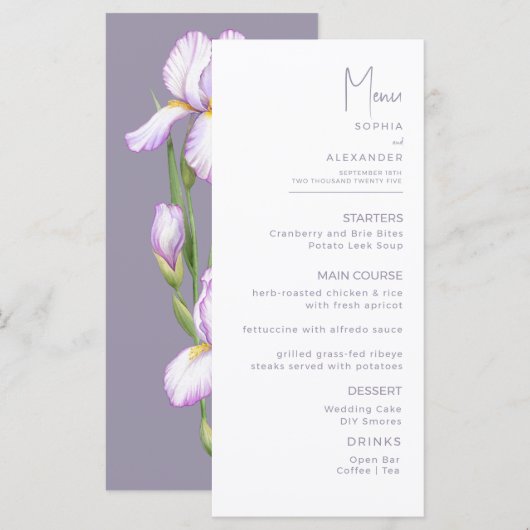 Menus for a modern wedding. menu (Voorkant / Achterkant)
