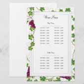 Menu's van de lijst van wijnbouwproducten (Voorkant / Achterkant)