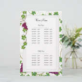 Menu's van de lijst van wijnbouwproducten (Staand voorkant)