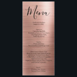 Menu's van het roos Gold Minimalist Typography Wed<br><div class="desc">Dit geborsteld metaal ziet er roos gouden kleurmenu uit is perfect voor de formele bruiloft van je dromen. Pas dit trouwmenu aan met je eigen trouwgegevens en voedsel.</div>