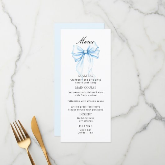 Menu's voor een moderne baby shower. (Voorkant / Achterkant in situ)