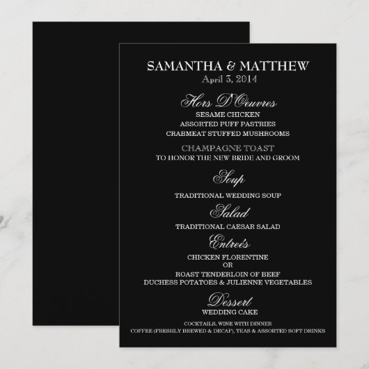 Menutrouwdag sjabloon verloving menu (Voorkant / Achterkant)