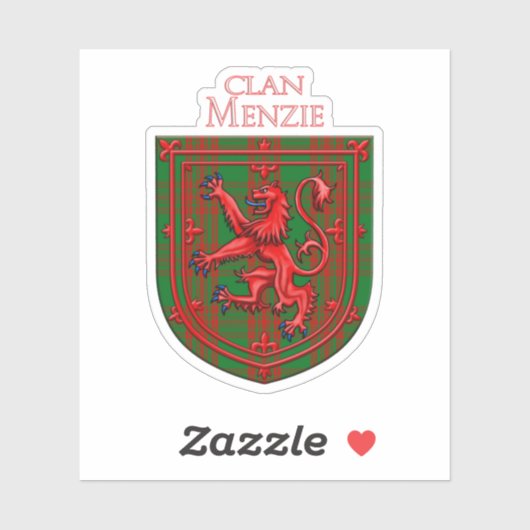 Menzie Tartan Scottish Plaid Lion Rampant Sticker (Vel)