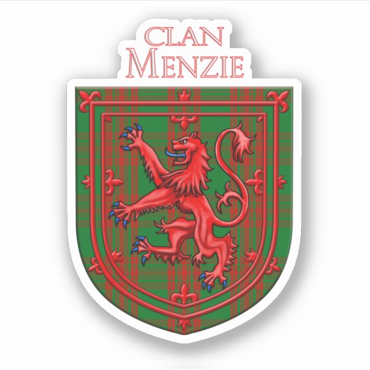 Menzie Tartan Scottish Plaid Lion Rampant Sticker (Voorkant)