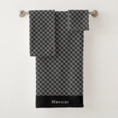 Menzies Black Scottish Tartan Pset Pattern Bad Handdoek (Insitu)