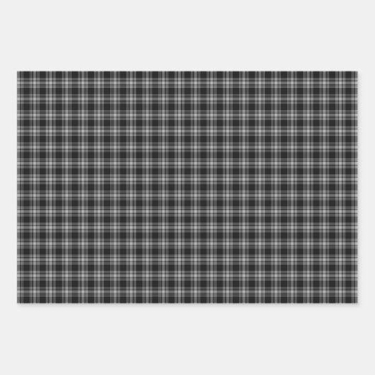 Menzies Black Scottish Tartan Pset Pattern Inpakpapier Vel (Voorkant 2)
