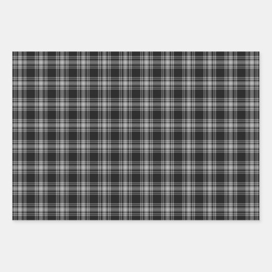 Menzies Black Scottish Tartan Pset Pattern Inpakpapier Vel (Voorkant)