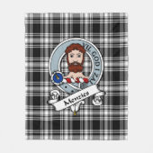 Menzies Black & White Modern Clan Badge Tartan Pla Fleece Deken (Voorkant)