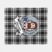 Menzies Black & White Modern Clan Badge Tartan Pla Fleece Deken (Voorkant (Horizontaal))