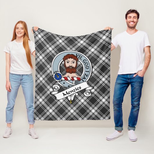Menzies Clan Badge Tartan Pset Fleece Deken (In situ)