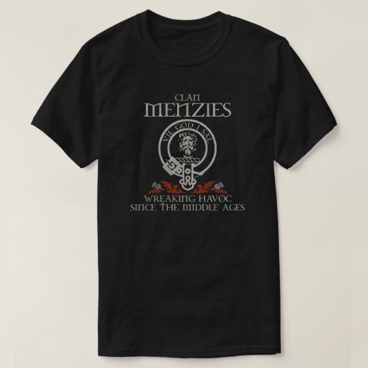 Menzies Clan crest Schotse achternaam tartan Thist T-shirt (Design voorkant)