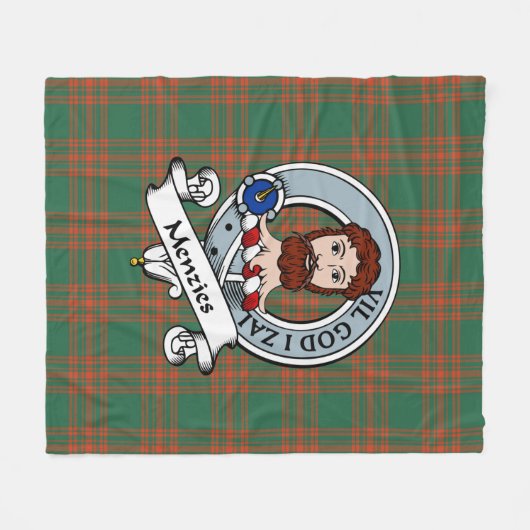 Menzies Green Ancient Clan Badge Tartan Pset Fleece Deken (Voorkant (Horizontaal))