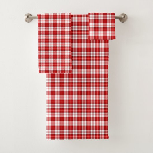 Menzies tartan red white plaid bad handdoek (Insitu)