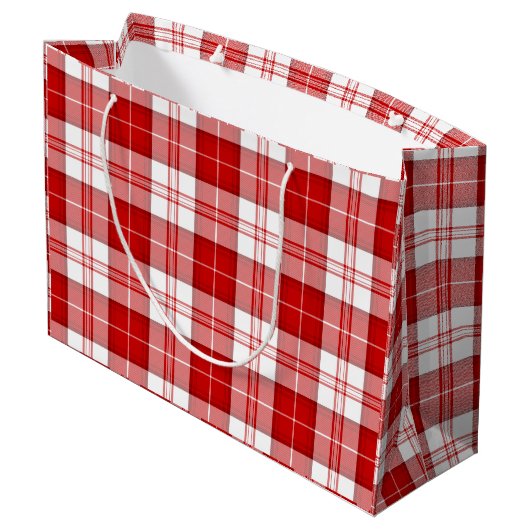 Menzies tartan red white plaid groot cadeauzakje (Achterkant Gekanteld)