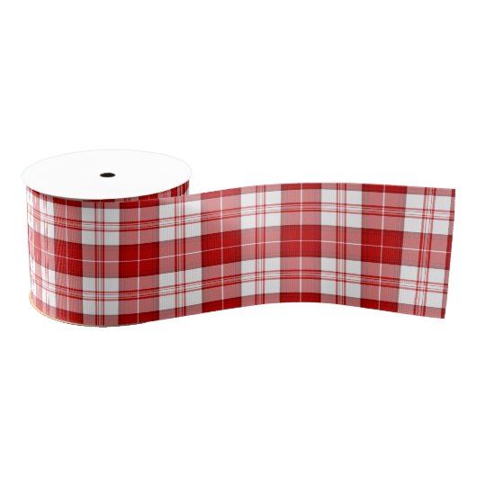 Menzies tartan red white plaid grosgrain lint (Spoel)