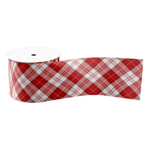 Menzies tartan red white plaid grosgrain lint